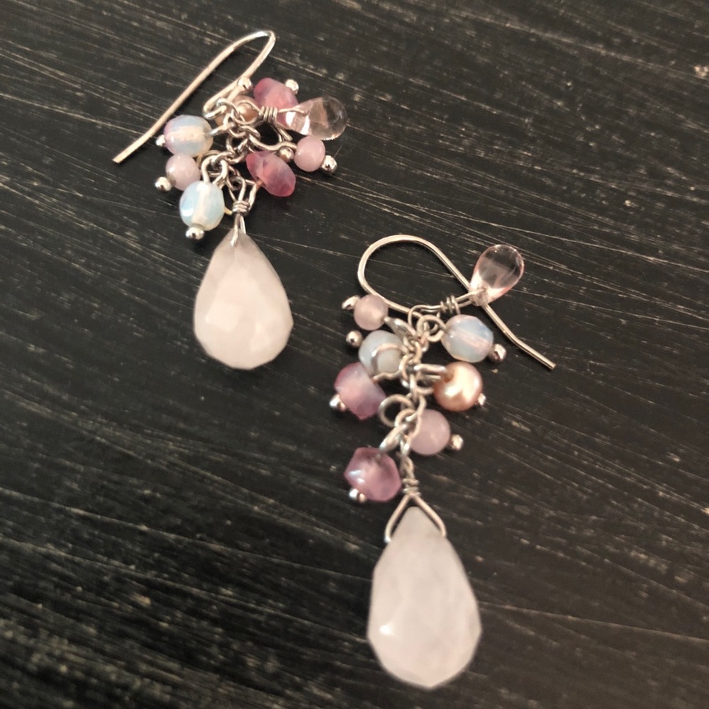 Pink multi stone dangles